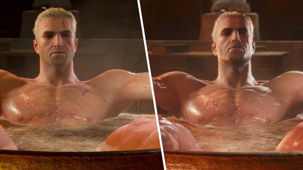 Here is your world-first comparison between original and remastered Tub Geralt in The Witcher 3